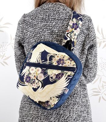 Plecak na jedno ramię – shamisen – z motywem żurawia