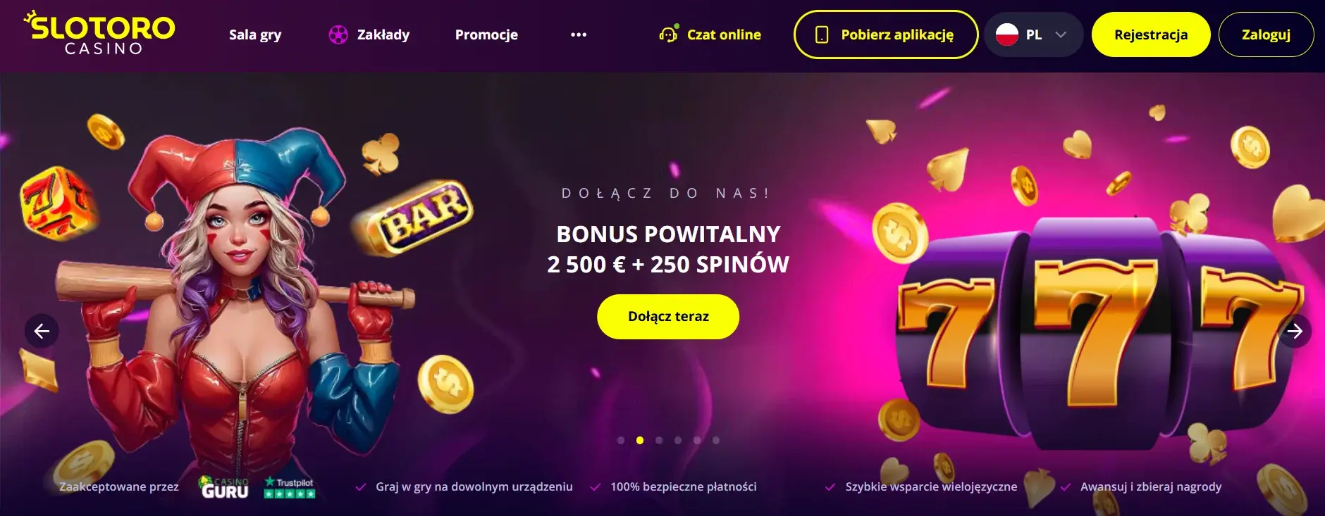 Slotoro Casino strona główna kasyna